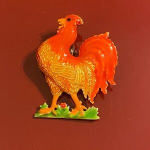 MJ Rooster Brooch Pin Pendant colorful enamel Figural Animal Chicken Vin…